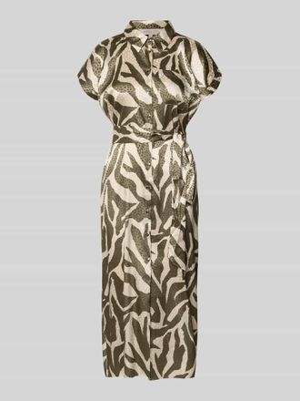 Apricot Hemdblusenkleid mit Brusttasche und Bindeg&uuml;rtel in Khaki, Gr&ouml;&szlig;e XXL