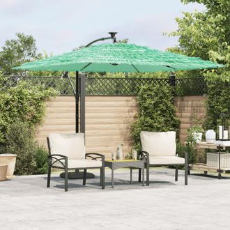 Berkfield Home Garden Parasol with Steel Pole Green 269x269x235 cm | Size: 269 x 269 x 235 cm