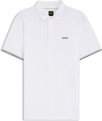 BOSS Active Slim-fit polo shirt with embossed tennis-ball pattern