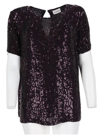 P.A.R.O.S.H. Shimmering Dark Purple Sequined Blouse
