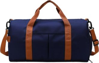 Generic Compatible For Large capacity travel bag, dry wet separation, fitness yoga - sports, weekend vacations, and leisure use(Blue)