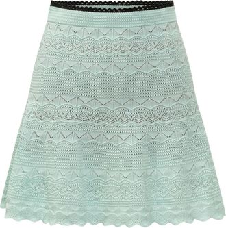 Self Portrait Pointelle Mini Skirt - female - Self Portrait - Short Skirts - Green - XS - Skirts