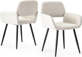 Urban Meuble Juego de 2 sillas escandinavas de tela beige con patas negras