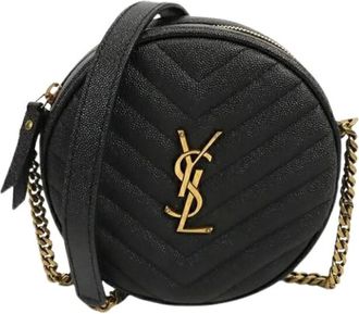 Saint Laurent Pre-owned Cross Body Bags, female, Black, Size: ONE SIZE Pre-owned Leather Crossbody Bag