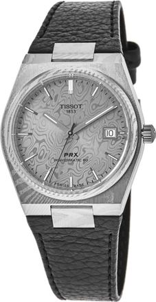 Tissot PRX Powermatic 80 Damascus Steel Automatic Grey Dial Leather Strap Mens Watch T137.807.96.081.00