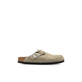 Birkenstock Mules, female, Beige, Size: 10 US Boston Rivet Suede Narrow Fit