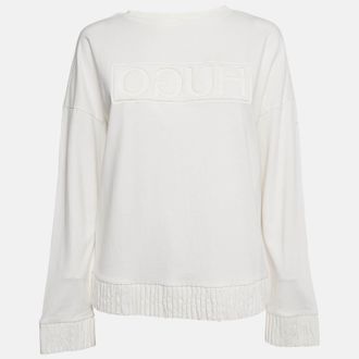 HUGO BOSS Off-White Cotton Hd Effect Logo Detail Sweatshirt