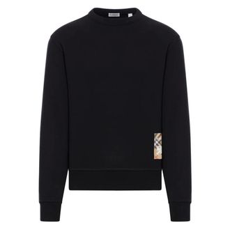 Burberry Sweatshirts, male, Black, Size: L Check Label Sweatshirt