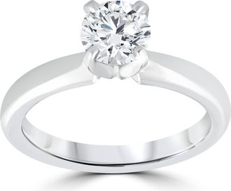 Pompeii3 1 ct Diamond Solitaire Round Brilliant Cut Natural Real 14k White Gold sz7 Size: 7