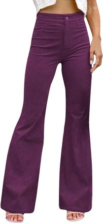 Generic Womens Winter Warm Cozy Corduroy Flared Pants High Waisted Casual Loose Straight Wide Leg Lounge Palazzo Pants Classic Vintage Bootcut Bell Bottom Tro