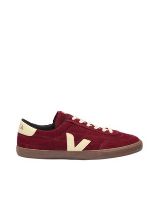 Veja Suede Burgundy Sneakers With Cream Accents And Translucent Sole