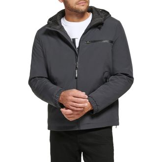 Calvin Klein Mens Windbreaker Jacket, Classic Hooded Iron, XXL
