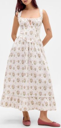 BDG Gabriette Floral Tie Front Maxi Dress in Pink Floral at Nordstrom, Size X-Small