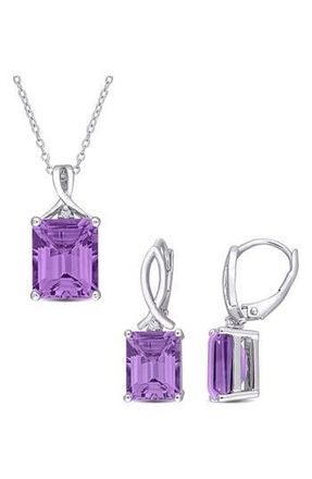 Delmar Amethyst & White Topaz Pendant Necklace & Drop Earrings Set in Purple at Nordstrom Rack