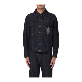Fendi Denim Jacket Crest Embroidered - male - Fendi - Denim Jackets - Blue - XL - Jackets