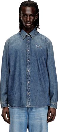 Diesel Denim shirt with back embroidery - Denim Shirts - Man - Blue