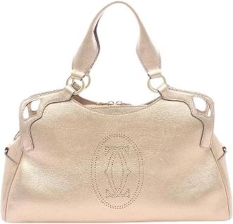 Cartier Pre-owned Marcello de Cartier Leren Handtas - Dames - Vintage Handtas - Beige - ONE Size - Leer - Vintage
