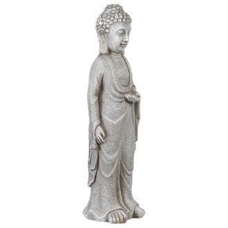 Beliani Beliani - Figura Decorativa Mgo Buda Decoraci&oacute;n De Jard&iacute;n Interior Exterior Gris Thoiry