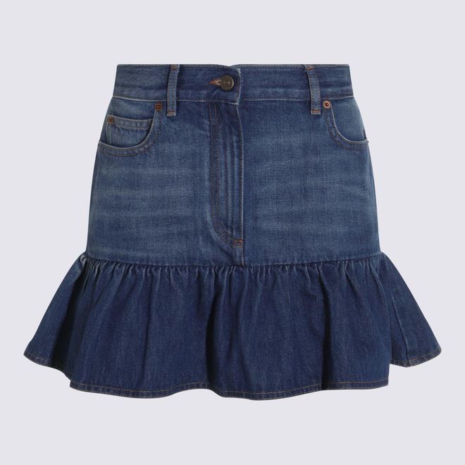 【送料&関税込】Valentino Blue Denim Cotton Skirt Valentino Blue Denim Cotton Skirt | italist