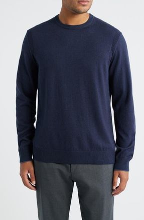 Jack Victor Grassi Crewneck Cotton & Cashmere Sweater in Navy at Nordstrom, Size Xx-Large