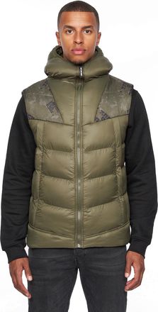 Duck and Cover Mens Winter RIERSON Essentials Hooded Body Warmer Padded Zip Thru Gilet (M, Dark Olive)