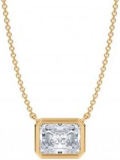 Allurez Radiant Lab Diamond Solitaire Pendant Necklace 14K Yellow Gold (2.00ct)