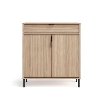 HERDASA Zapatero en melamina nogal claro patas grafito 89x80x29 cm