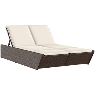 vidaXL Vidaxl - Lettino Prendisole con Cuscini Marrone in Polyrattan