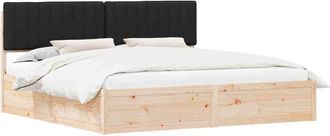 vidaXL Estructura De Cama Con Cabecera Tapizada Negro 200 X 200 Cm Vidaxl