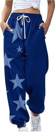 Generic Tracksuit Bottoms Harem Fashion Daily Star Patterned Joggers Elastic Waist Baggy Comfy Sweatpants Winter and Autumn Trousers with Drawstring for Casua