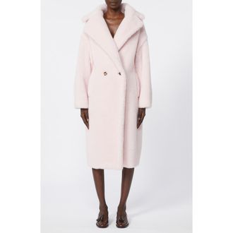 Max Mara Tedgirl Oversize Double Breasted Alpaca Blend Coat in Pink at Nordstrom, Size Small