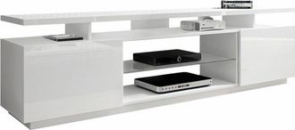 Mirjan24 Mobilier1 - Mueble Tv Charlotte 138, Blanco + Blanco Brillante, N&uacute;mero De Puertas: 0, N&uacute;mero De Cajones: 0, 180x56x40cm
