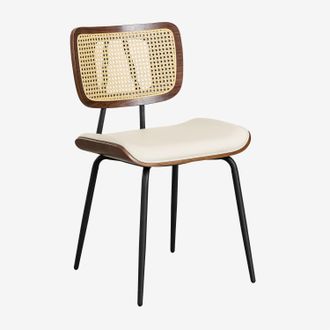Sklum Sklum - Pack De 2 Sillas De Comedor En Madera, Rat&aacute;n Y Polipiel Raysa