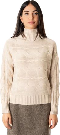 Max Mara Truien & Vesten, Dames, Beige, M, Wol, Maglia in morbida lana con collo alto