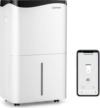 Costway Costway - Deshumidificador M&oacute;vil, 50l/d&iacute;a, Pantalla Led Con Dep&oacute;sito De 5l, 4 Modos, 24h Temporizador, 2 Velocidades, Auto-apagado, Deshumidificador S