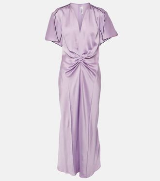 Victoria Beckham Gathered satin midi dress
