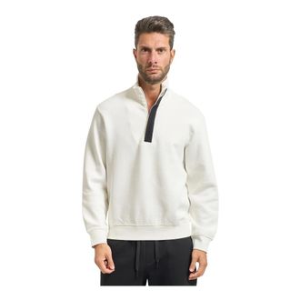 A|X Armani Exchange Zip-throughs, male, White, 2XL, White High-Neck Sweatshirt with Half Zip