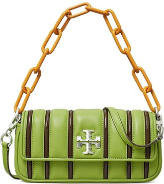 Tory Burch Kira Bombe Stripe Small Flap Leather Shoulder Bag
