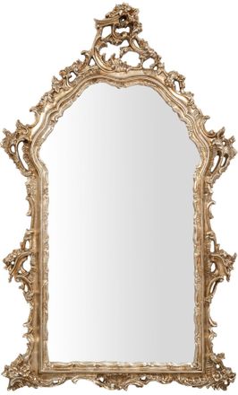Biscottini International Biscottini - Espejo De Pared De Madera Acabado En Plata Antigua Hecho En Italia