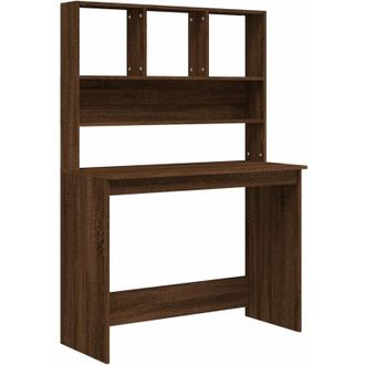 vidaXL Desk with Shelves Brown Oak 102x45x148 cm Engineered Wood Vidaxl