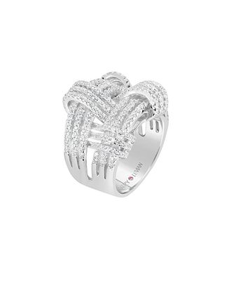 Suzy Levian Suzy Levian Silver Cz Weaving Wide Band Ring