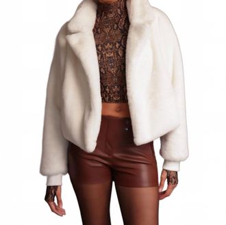 Heroine Sport Fur Blazer Jacket In Ivory
