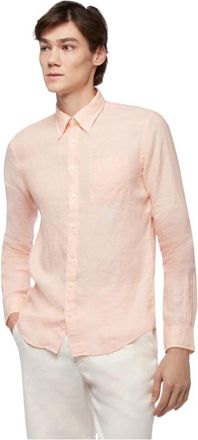Brooks Brothers Milano Slim-Fit Sport Shirt - Heren - Casual Overhemden - Oranje - XL - Linnen - Overhemden