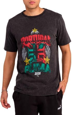 Puma Fanpack 90s Bespoke Portugal Cotton Graphic T-Shirt in Puma Black/For All Time Red at Nordstrom, Size Medium