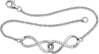 Palm Beach Jewelry 16 TCW Round CZ Sterling Silver Infinity Charm Bracelet 7-inch