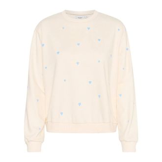 Saint Tropez Airy Hearts Sweatshirt Ice - Sweatshirts & Hoodies - Mujer - Beige - 2XL