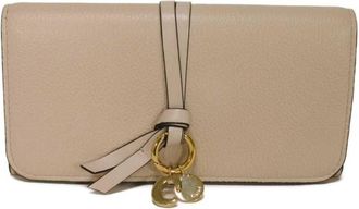 Chlo&eacute; Gray Leather Long Wallet (Bi-Fold) (Pre-Owned)