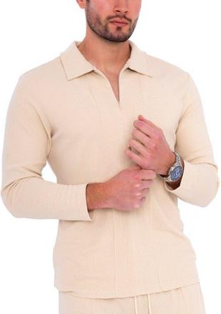 Dai Moda Mens Long Sleeve Zip Neck Knit Top in Cream at Nordstrom, Size Xx-Large