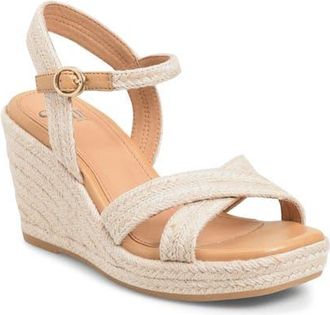 S&ouml;fft Newbury Espadrille Ankle Strap Platform Wedge Sandal in Natural at Nordstrom, Size 11