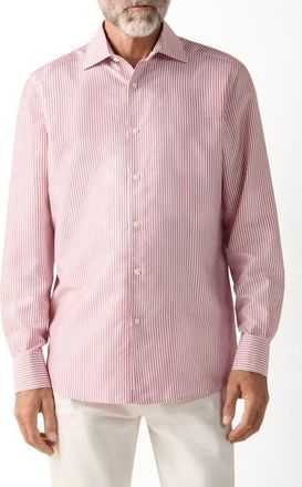 Ermenegildo Zegna Silk Shirt in Dark Pink/White at Nordstrom, Size X-Large